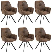 Meubles Cosy : set da 6 comode sedie da pranzo in Similcuoio scamosciata con braccioli - CALF