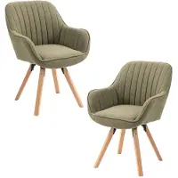 Meubles Cosy - Set di 2 comode sedie da pranzo in tessuto verde con rotazione a 360° - CARSON