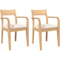 vidaXL Sedie da pranzo con cuscino 2 pz. Albero di gomma in legno massiccio naturale