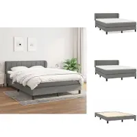 vidaXL Letto a molle con materasso grigio scuro 140x200 cm in tessuto - Letti & strutture letto