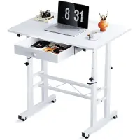 GTPLAYER Scrivania regolabile in altezza, scrivania per computer, scrivania per laptop con cassetti, scrivania regolabile in altezza 80 * 50*(73-115) cm Scrivania in piedi con rotelle