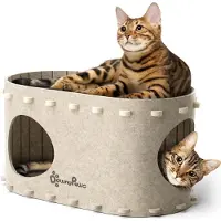 OEM Kattengrot casa per gatti in feltro per interni 58 x 33 x 30cm Tunnel per gatti per giocare Sostenibile e facile da installare Crema