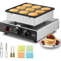 Zerbaco Mini macchina per pancake Macchina olandese per pancake 9 pz. Dorayaki in acciaio inox