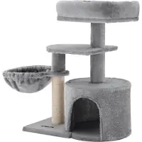 Markenlos Albero per gatti a più piani con tiragraffi e amaca - Torre per gatti di grossa taglia con gioco per topi