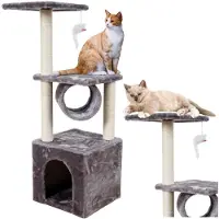 Wisam Tiragraffi per gatti con casetta e tunnel, piattaforma da 107 cm