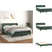 vidaXL Letto a molle con materasso verde scuro 140x200 cm in velluto - Letti e strutture letto