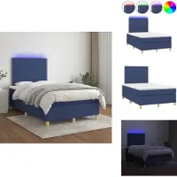 vidaXL Letto a molle con materasso e tessuto LED blu 120x200 cm - Letti & strutture letto