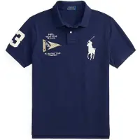 Ralph Lauren per uomo. 710B21921001 Polo con logo Big Pony, vestibilità slim personalizzata, blu navy (S), Casual, Cotone, Manica corta