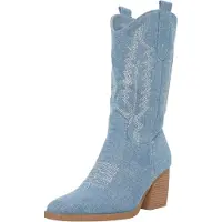 Salinyang Stivale da cowboy blu denim / bianco
