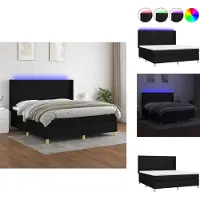 vidaXL Letto a molle con materasso e LED in tessuto nero 160x200 cm - Letti e strutture letto