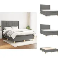 vidaXL Letto a molle con materasso grigio scuro 140x200 cm in tessuto - Letti & strutture letto