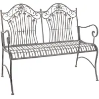 Moritz Panchina da giardino 113 cm in metallo, 2 posti, grigio antico - Resistente alle intemperie, per giardino, terrazza, balcone, stile rustico