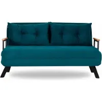 CALICOSY - Divano letto 2 posti convertibile in tessuto con gambe in metallo L133 cm - SANDO