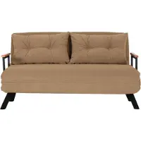 CALICOSY - Divano letto 2 posti convertibile in tessuto con gambe in metallo L133 cm - SANDO