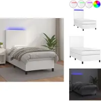 vidaXL Letto a molle insacchettate con materasso e LED bianco 90x190 cm in Pelle finta - Letti & strutture letto