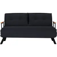 CALICOSY - Divano letto 2 posti convertibile in tessuto con gambe in metallo L133 cm - SANDO