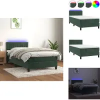 vidaXL Letto a molle insacchettate con materasso e LED in velluto verde scuro 90x190 cm - Letti & strutture letto