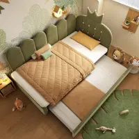 MODFU Divano letto imbottito 90x200 con design a griglia a ; lettino per bambini con letto estraibile; letto singolo; adatto alla cameretta dei bambini con materasso; colore verde