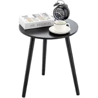 OEM Tavolino in legno, tavolino da salotto rotondo, Ø 42 x 52 cm, comodino con ripiano, tavolino da panca, porta-fiori, robusto, nero