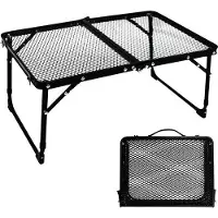 Markenlos Tavolino da campeggio pieghevole con piano resistente al calore - Regolabile in altezza - Ideale per picnic, campeggio, pesca, grigliate e giardino