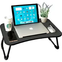 OEM Vassoio da letto pieghevole - Ideale per laptop, libri e colazione - Scrivania multifunzionale 60x40x26 cm Nero