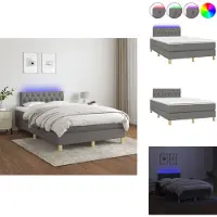vidaXL Letto a molle con materasso e tessuto LED grigio scuro 120x200 cm - Letti & strutture letto