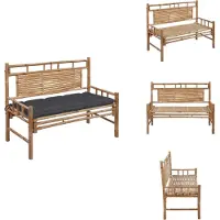vidaXL Panca da giardino con cuscino 120 cm in bambù - Panche da giardino