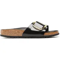Birkenstock per donna. 1022650 Sandali in Pelle Madrid Big Buckle (Vestibilità Stretta) nero (38), Basso, Nessuno, Casual