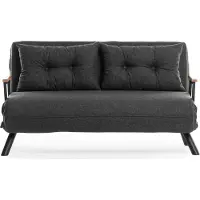 CALICOSY - Divano letto 2 posti convertibile in tessuto con gambe in metallo L133 cm - SANDO