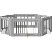 Syfax Cancello per cani pieghevole con supporti 6 pz Sonoma grigio