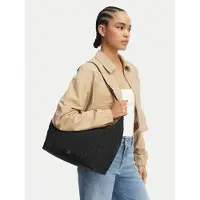 Calvin Klein Borsa a spalla 'Emblem Plaque Quilted Shoulder' nero