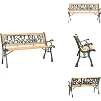 vidaXL Panchina da giardino 122 cm in ghisa e legno massiccio di abete - Panchine da giardino