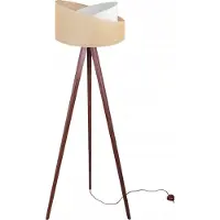 Light11 HOME Lampada da terra a tre gambe, legno, juta, paralume, 45 cm