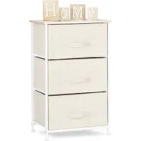 OEM Cassettiera a 3 cassetti in tessuto - Mobiliere compatta e decorativa, 73 x 45 x 30 cm, beige