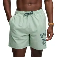 Superdry per uomo. M3010265A Costume da bagno verde con logo stampato, taglia 16. (S), Beachwear, Polister riciclato