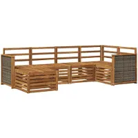 vidaXL Set da salotto da esterno , 5 pezzi, in legno massello di acacia naturale