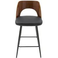 Signature - Sgabello da bar in vinile nero L45 cm - AUSTIN