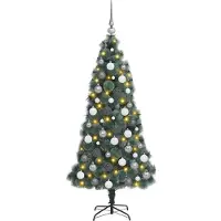 vidaXL Albero di Natale artificiale preilluminato con set di palline Verde
