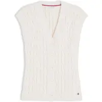 Tommy Hilfiger Mid Cable Vest Cardigan Ivory Petal Taglia: XL | Cardigan Outlet | Donna | Bianco