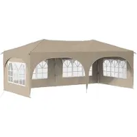 vidaXL Tenda da festa pop-up 575 x 288 x 245 cm in tessuto Oxford color crema