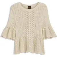 BOSS per donna. 50565060 Jersey Farda beige (L), Casual, Viscosa, Manica corta