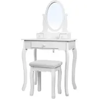 OEM Truccheria a 3 ripiani - bianca - con specchio - 70 x 130 x 40 cm