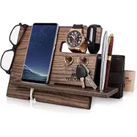 OEM Docking station in legno - Organizer - Portachiavi - Regalo - Legno - Marrone