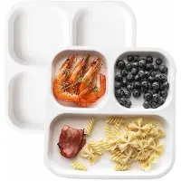 OEM Set da tavola in porcellana a 3 scomparti, piatto con porzioni predefinite per adulti, set da 2 (2 piatti quadrati)