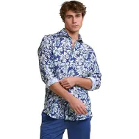River Woods Custom Fit Linen Floral Shirt Blue/green Taglia: 3XL | Camicie Casual Outlet | Uomo | Bianco