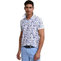 River Woods Custom Fit Cotton-linen Floral Polo White Taglia: XXL | Polo Outlet | Uomo | Bianco