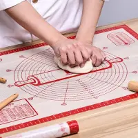 OEM Azomor Tagliere in silicone extra large con fondo antiscivolo e funzioni di misurazione, colore rosso chiaro