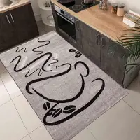 OEM Azomor: elegante tappeto da cucina grigio con motivo color cappuccino per un look moderno, 160 x 220 cm