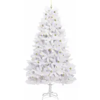 vidaXL Albero di Natale artificiale pieghevole bianco 240 cm in PVC e acciaio
