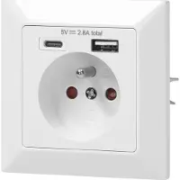 ORNO | Presa Da Incasso OR-AE-13232 - Bianca - 2x USB A/C - Moderna - Ricarica Di Dispositivi Mobili